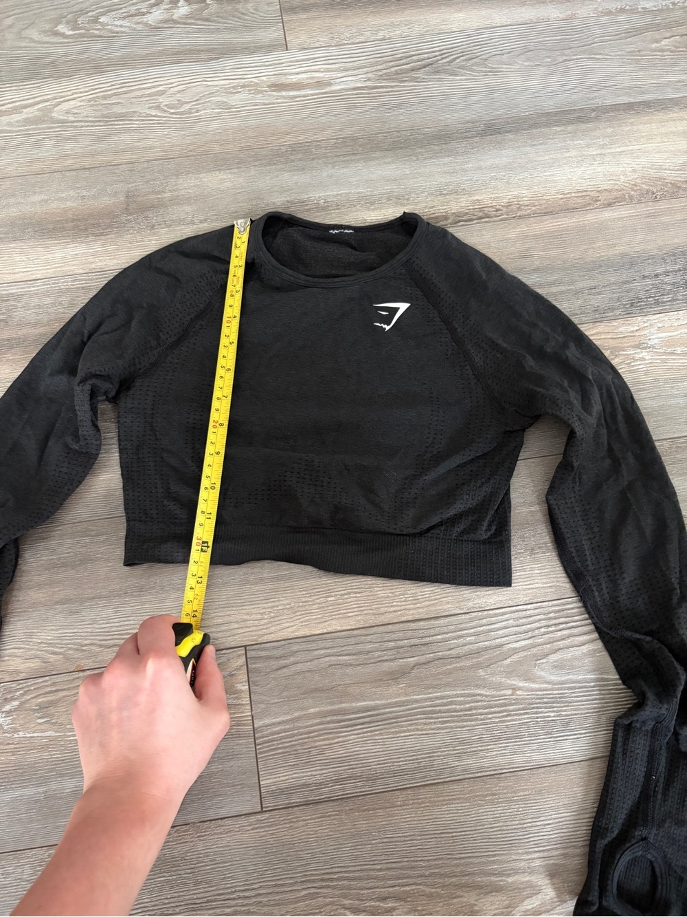 Gymshark Black Long-Sleeve Cropped Seamless Top